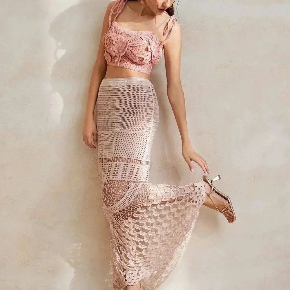 Baby Pink Casual Women's Solid Color Knotted Design Knit Sleeveless Cami Top - Picture 3 of 7